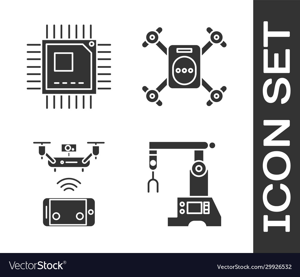Set assembly line processor with microcircuits vector image Set assembly line processor with microcircuits