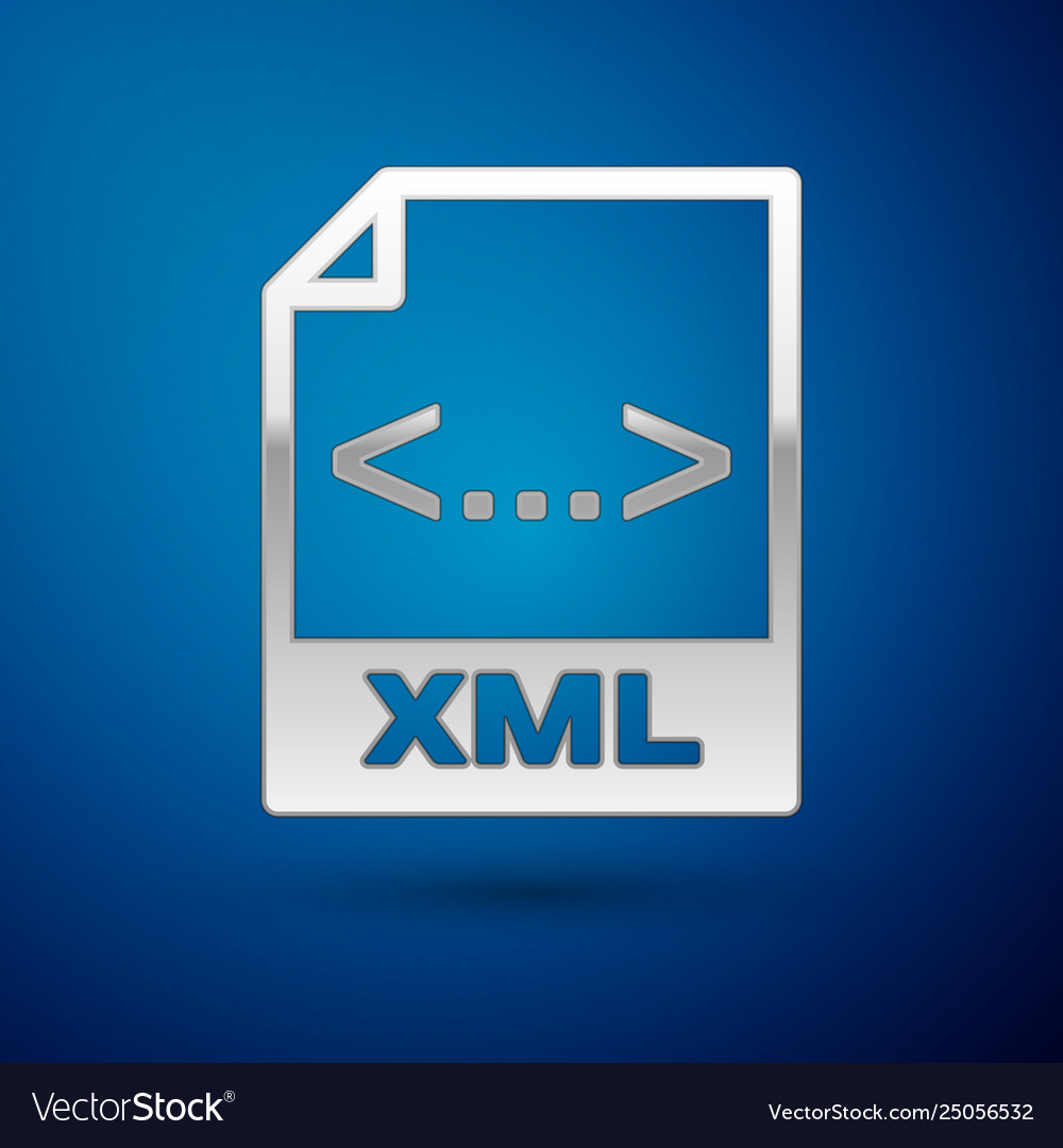 Silver xml file document icon download button vector image Silver xml file document icon download button