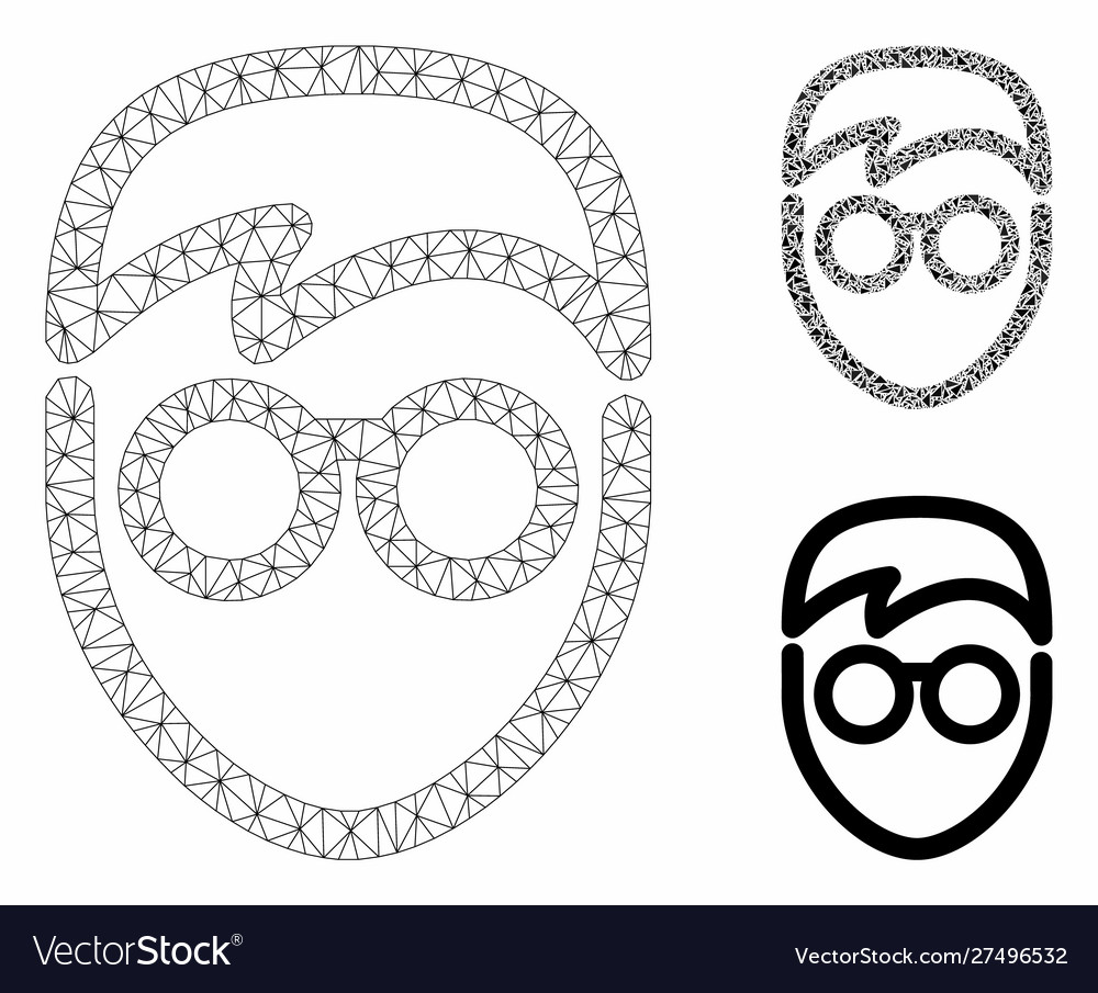 Student face mesh 2d model and triangle vector image Student face mesh 2d model and triangle