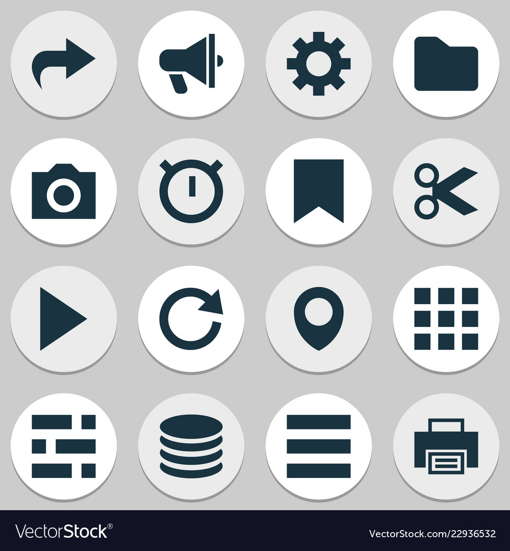 User icons set with list play folder and other vector image User icons set with list play folder and other