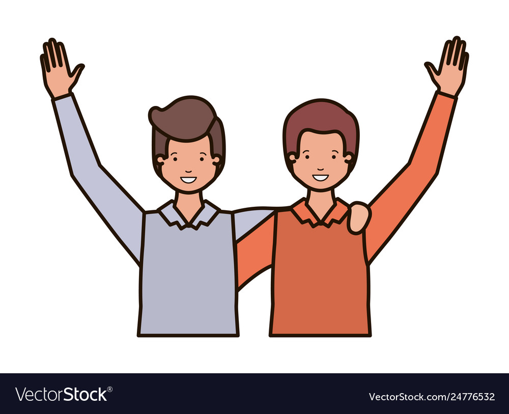 Young men with hands up avatar character Vector Image