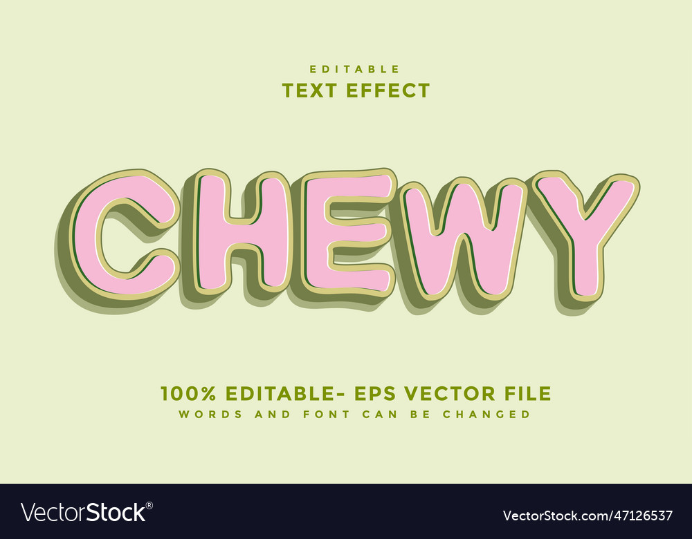 3d minimal word chewy editable text effect design