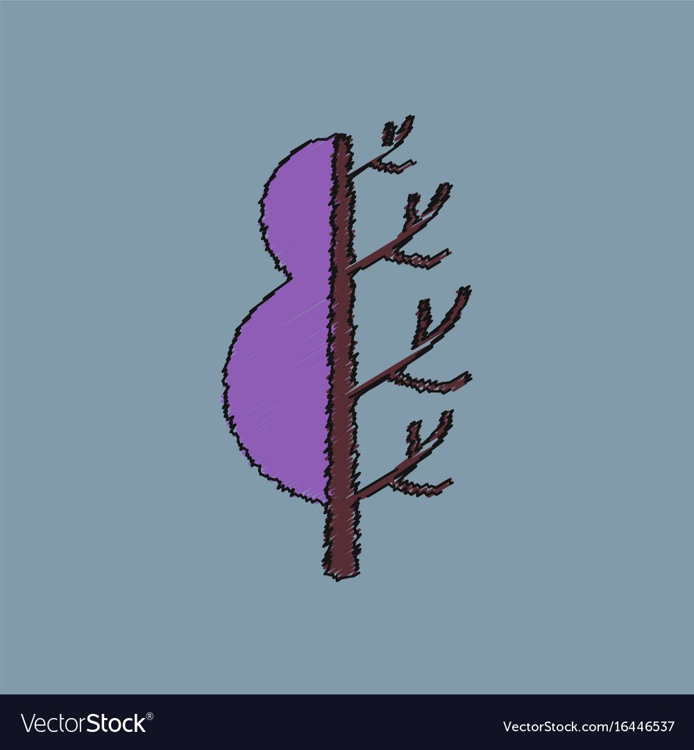 Flat shading style icon tree in winter and summer