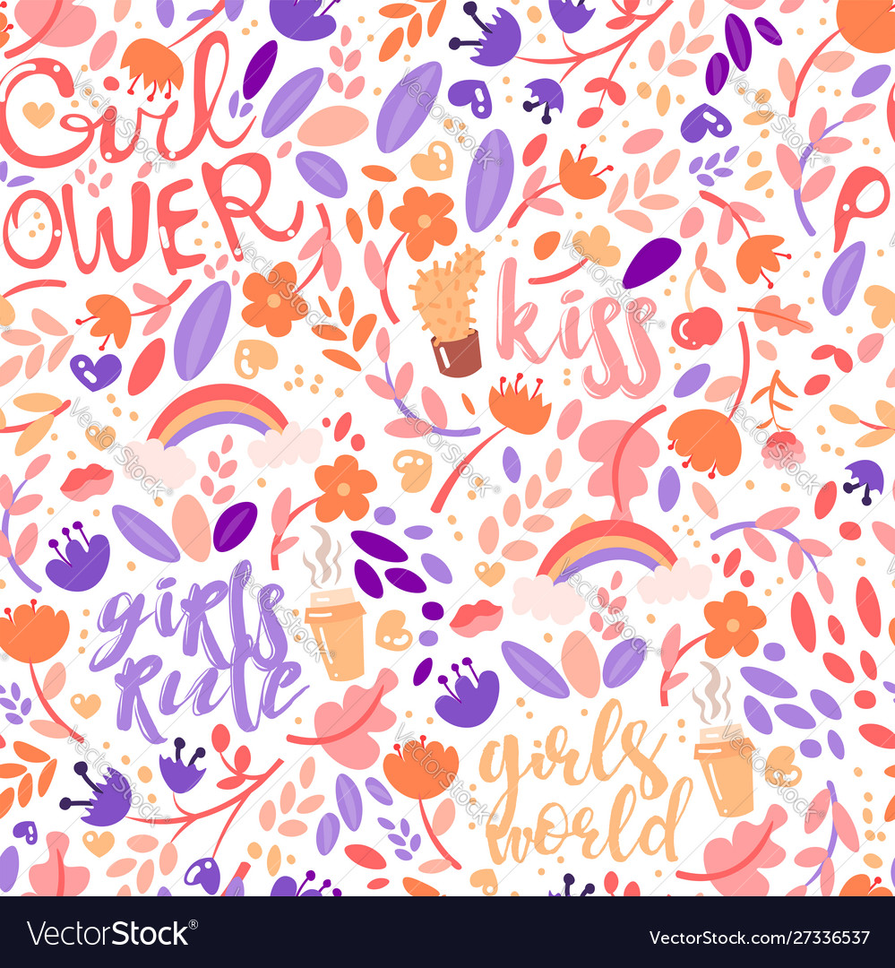 Mädchen Power Floral Seamless Muster