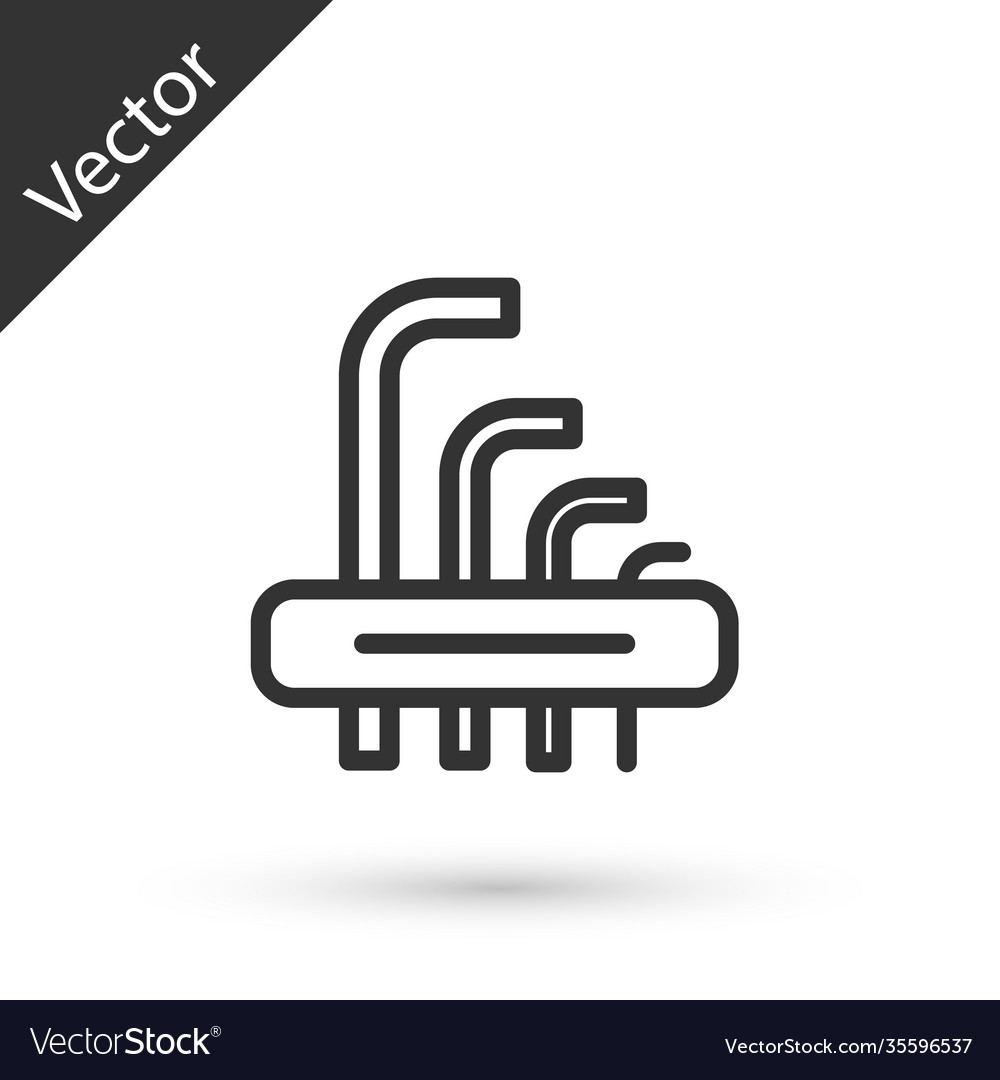 Grey line tool allen keys icon isolated on white Vector Image Grey line tool allen keys icon isolated on white