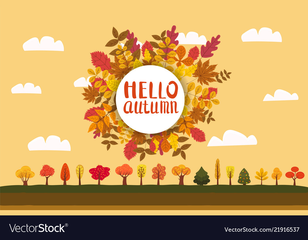 Hello autumn background with falling leaves