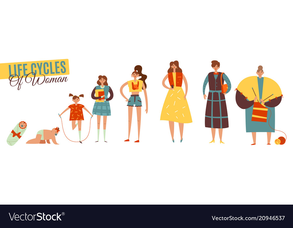 Life cycles of woman set Royalty Free Vector Image