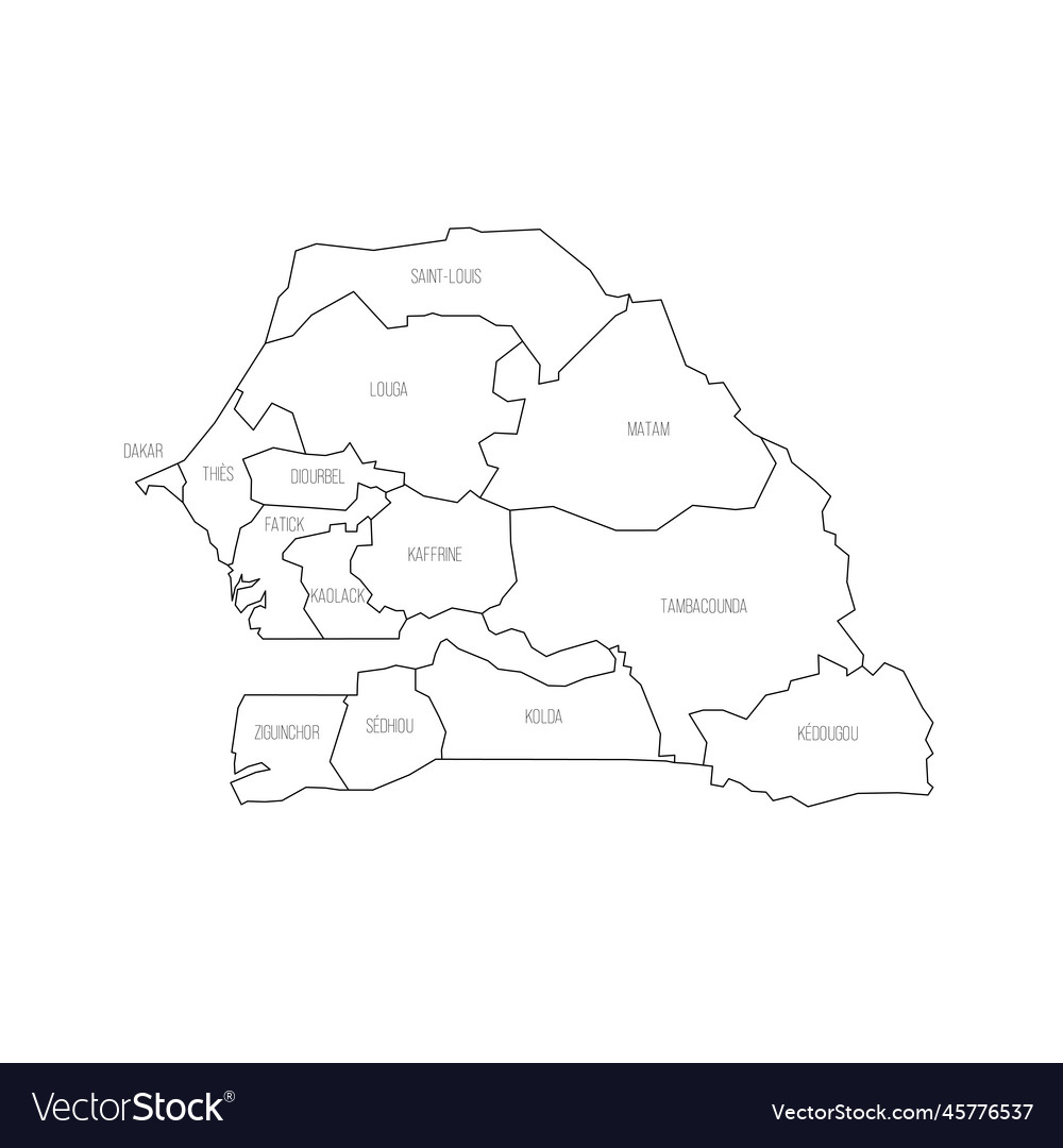 Senegal political map of administrative divisions Vector Image