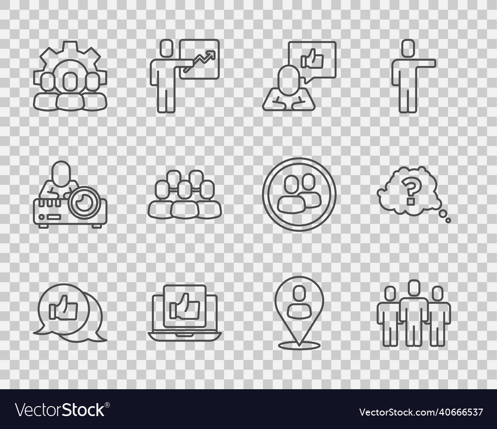 Set line hand like users group project team base vector image Set line hand like users group project team base