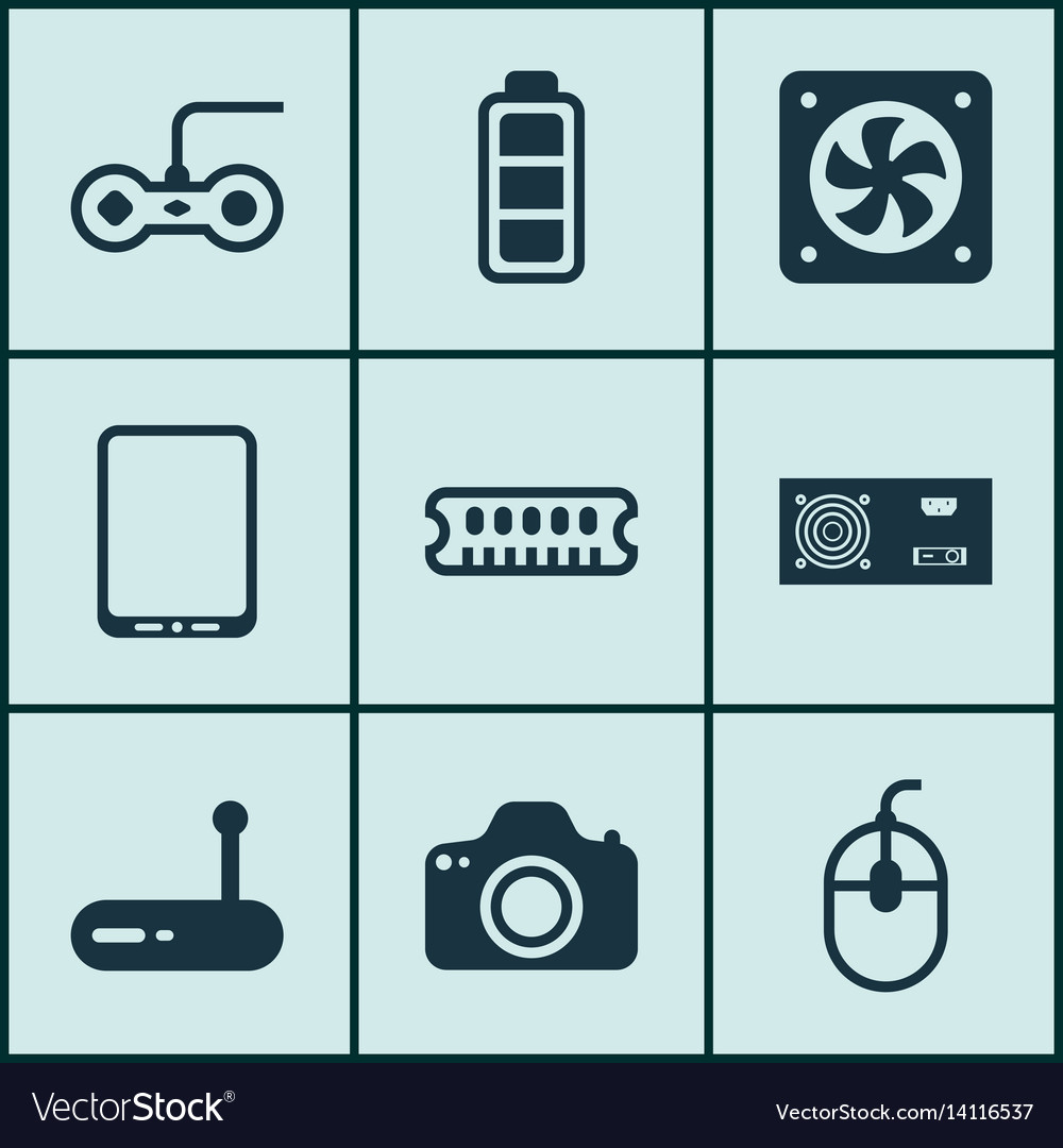 Set of 9 computer hardware icons includes router