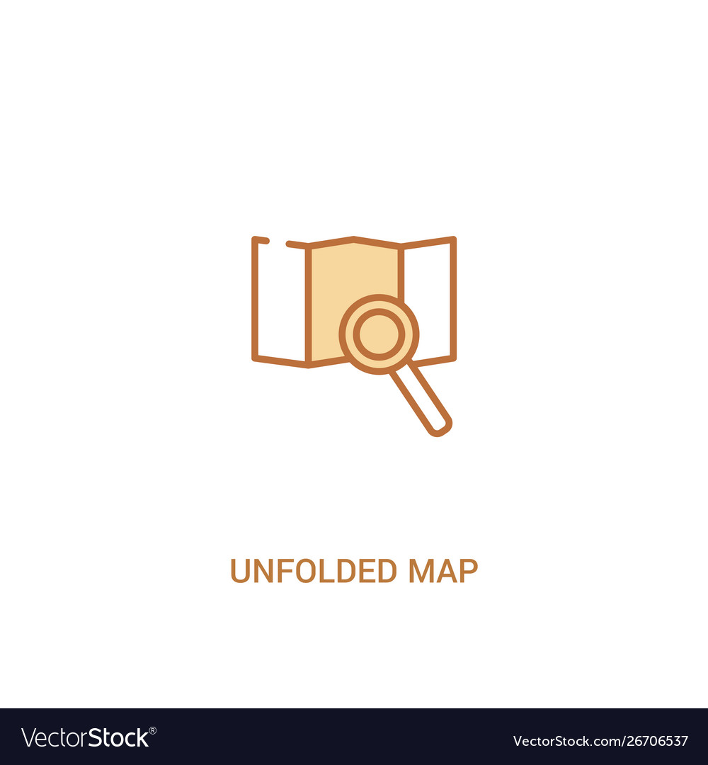 Unfolded map concept 2 colored icon simple line vector image Unfolded map concept 2 colored icon simple line