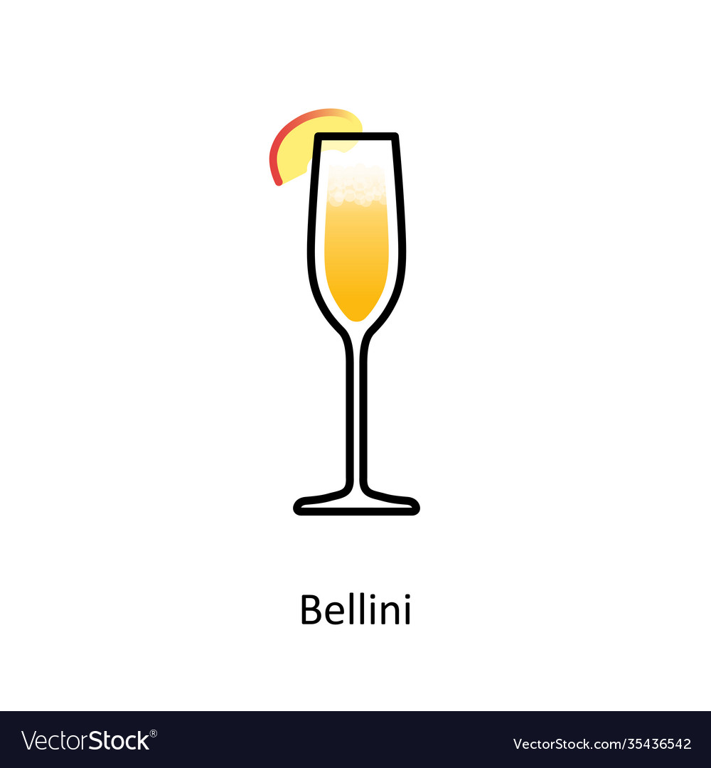 Bellini Cocktail Icon In Flat Style Royalty Free Vector