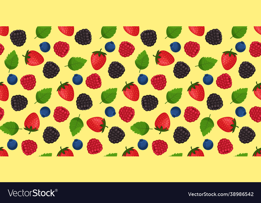 Berry mix on background dark berries pattern Vector Image
