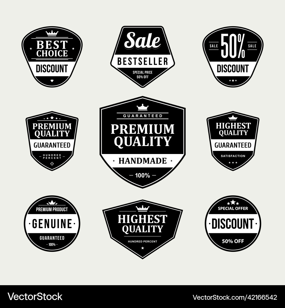 Collection advertising badge stickers black Vector Image