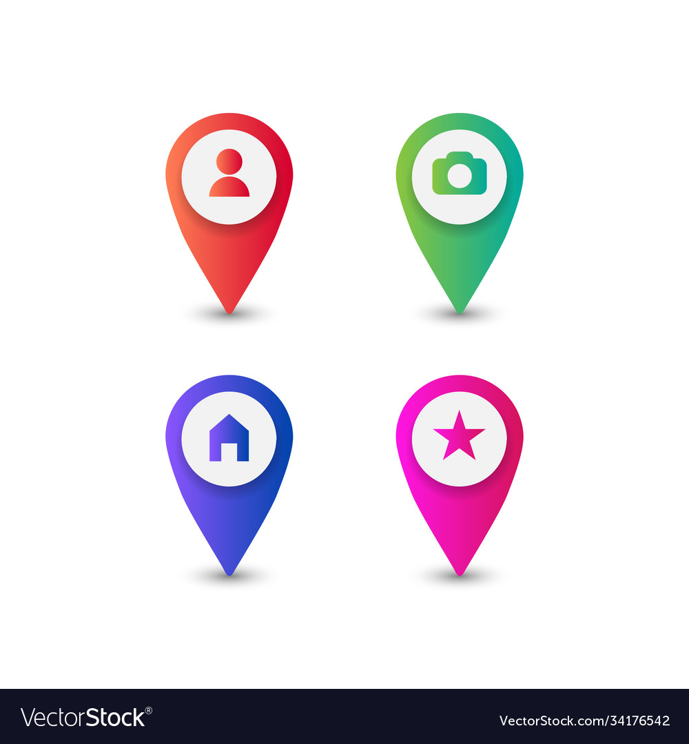 Colorful map pointer and pin icons design