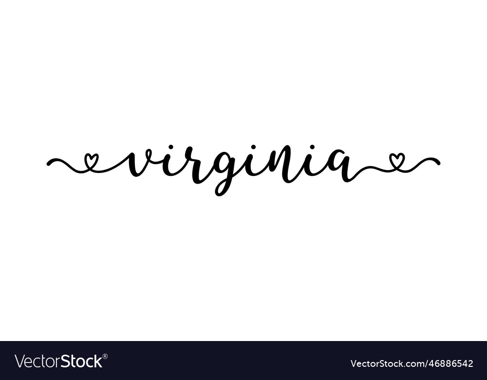 Hand sketched virginia text script lettering