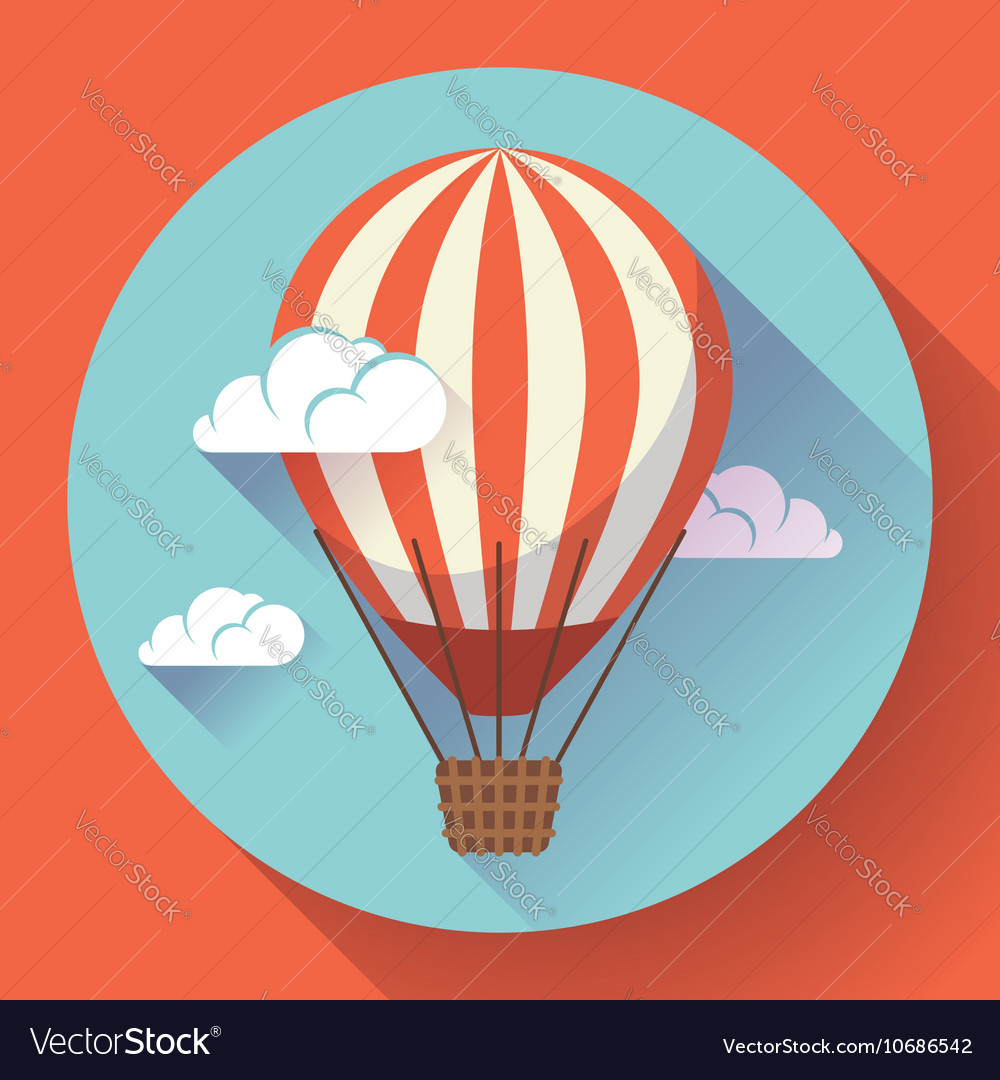 Hot air balloon icon in the sky