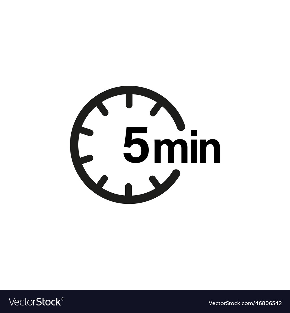 Icon hours 5 minutes round shape time clock Vector Image