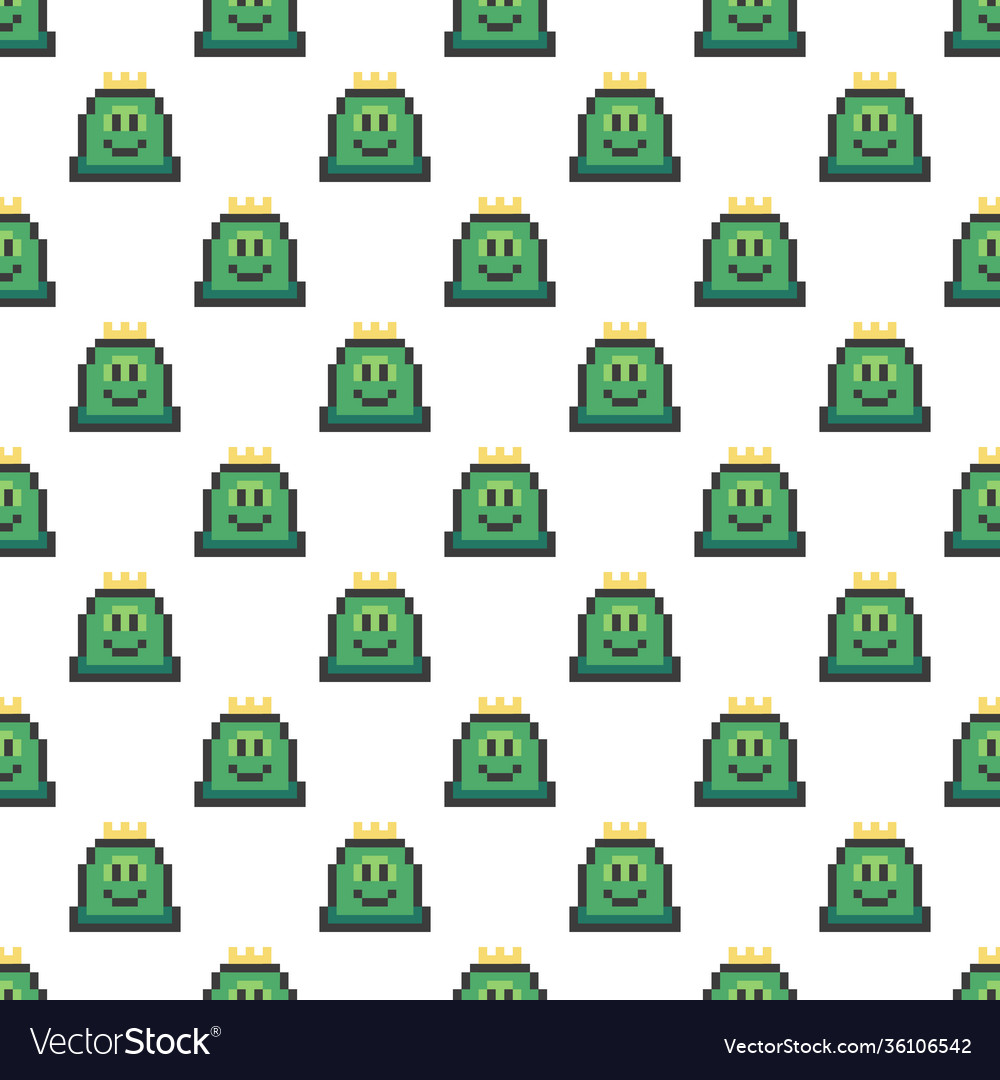 King slime pixel characters seamless pattern