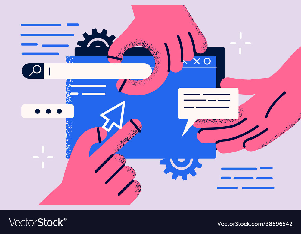 Landing page programming research concept Vector Image Landing page programming research concept