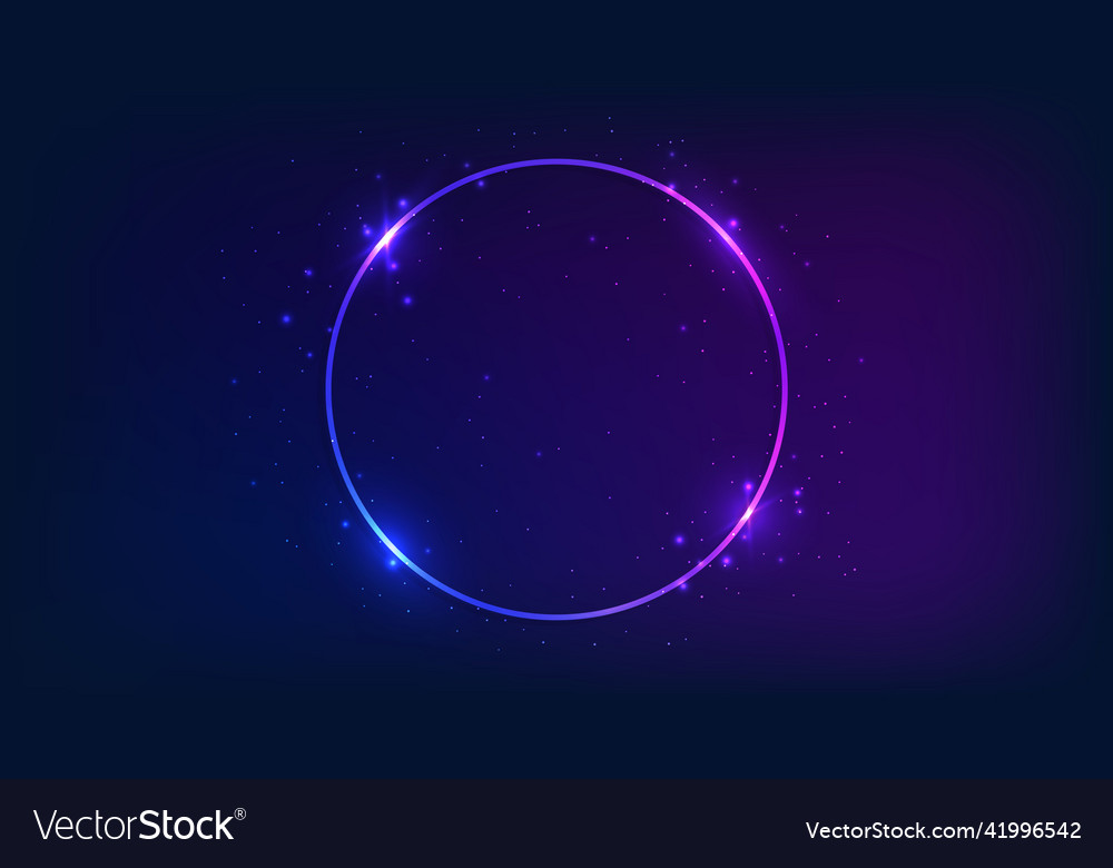 Neon round frame with shining effects Royalty Free Vector