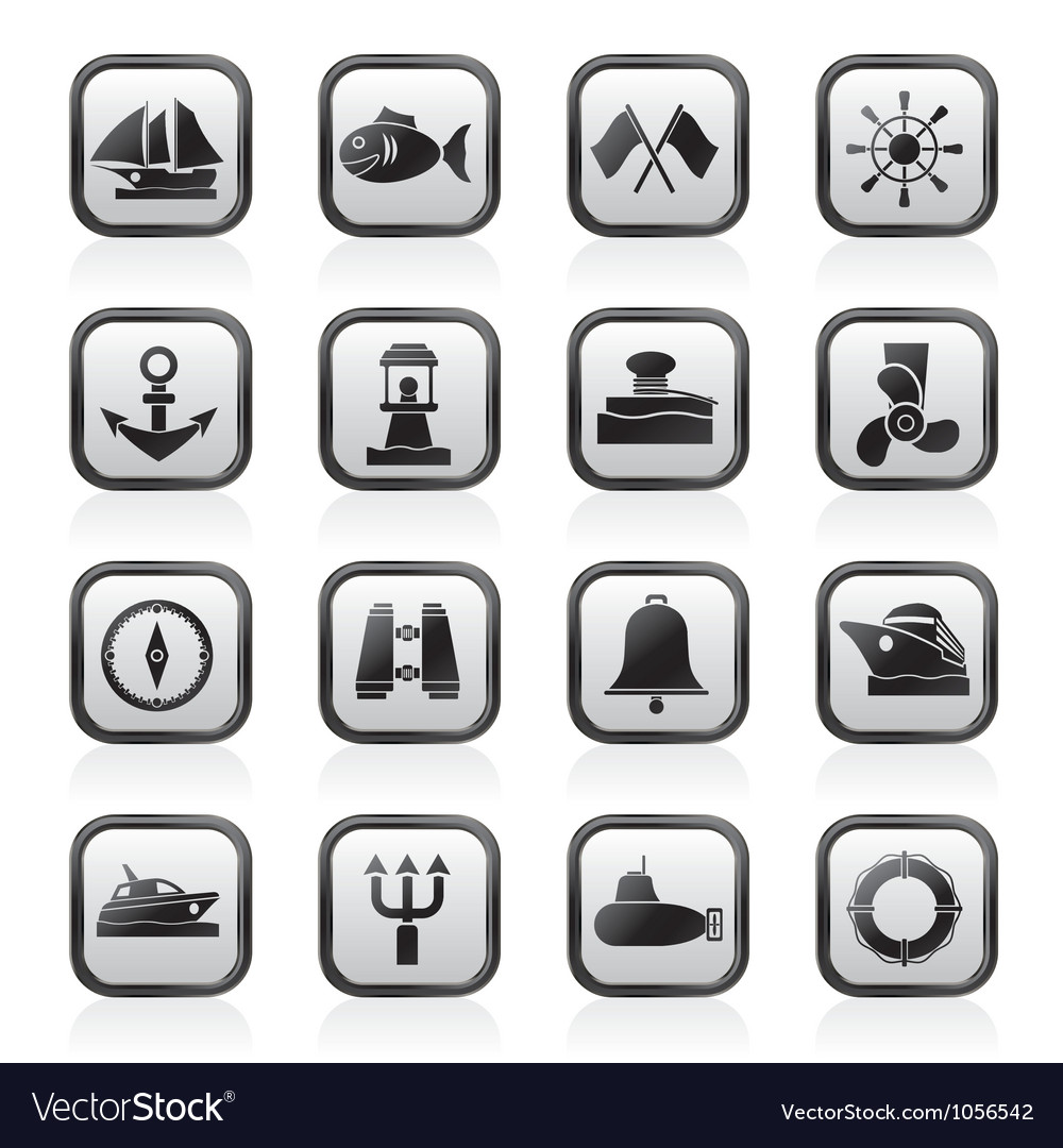 Sea and nautical icons Royalty Free Vector Image