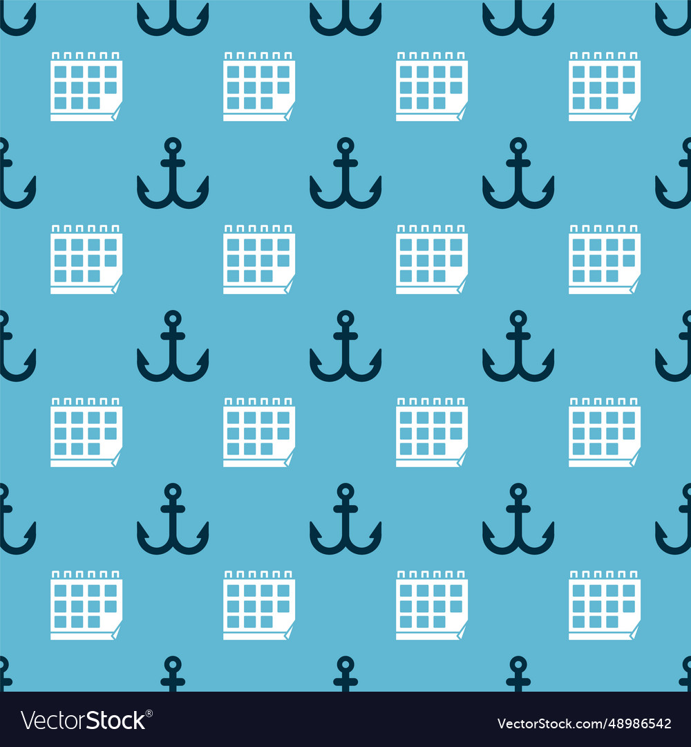 Set anchor and calendar on seamless pattern