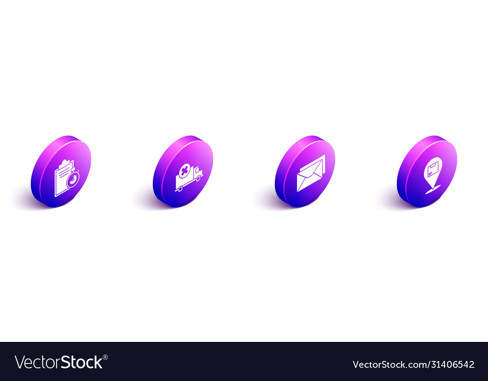 Set isometric verification delivery list Vector Image Set isometric verification delivery list