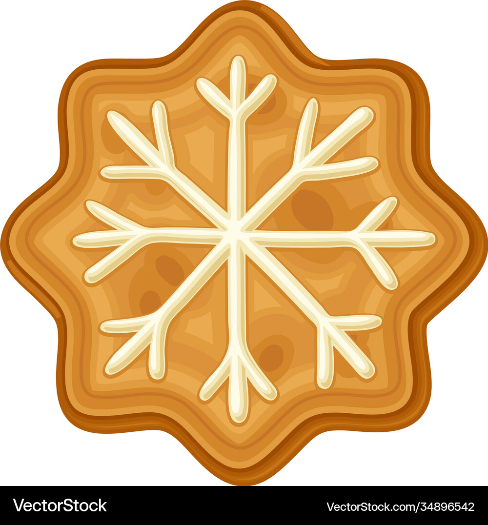 Snowflake as shaped baked cookie and merry Vector Image