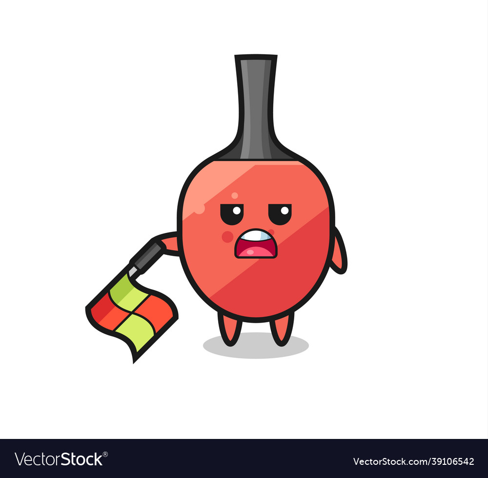 Table tennis racket character as line judge hold vector image Table tennis racket character as line judge hold