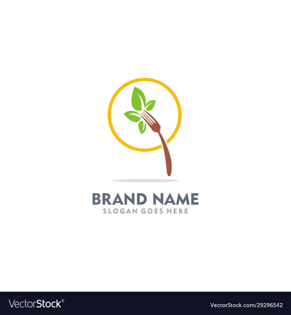 Vegan food leaf fork logo