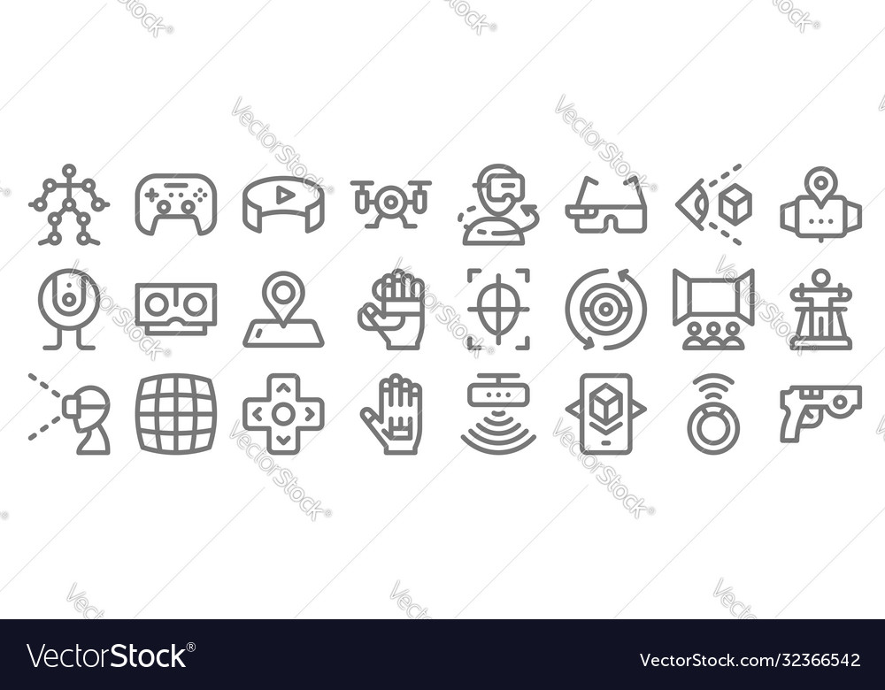 Virtual reality line icons linear set quality