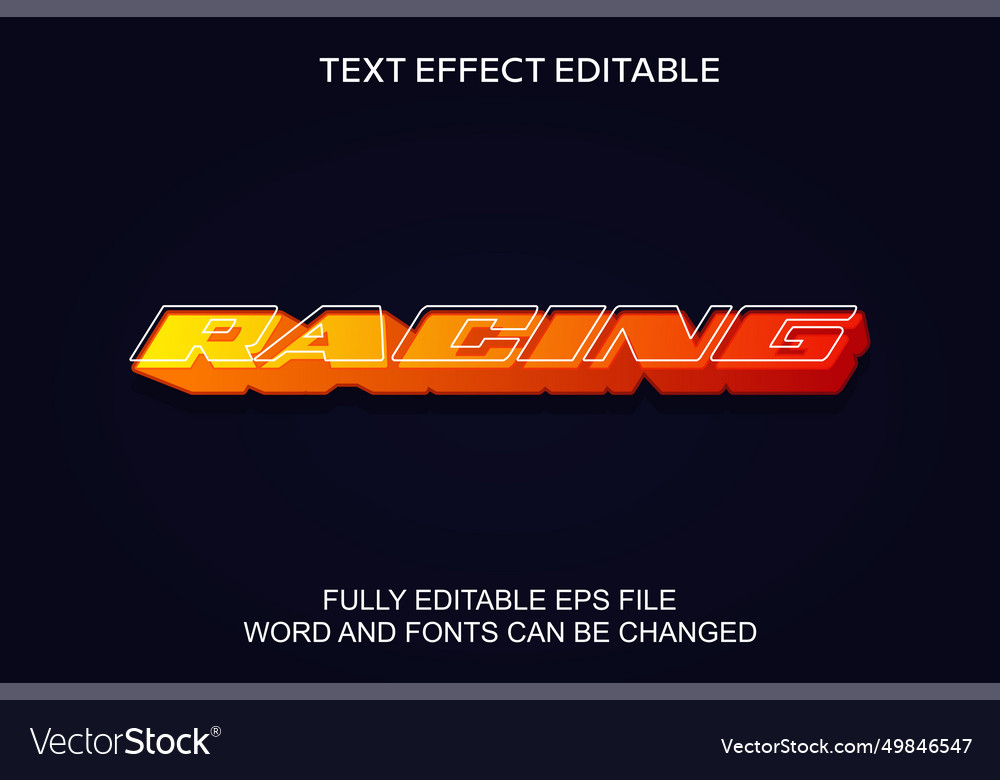 3d text effect racing editable Vector Image 3d text effect racing editable