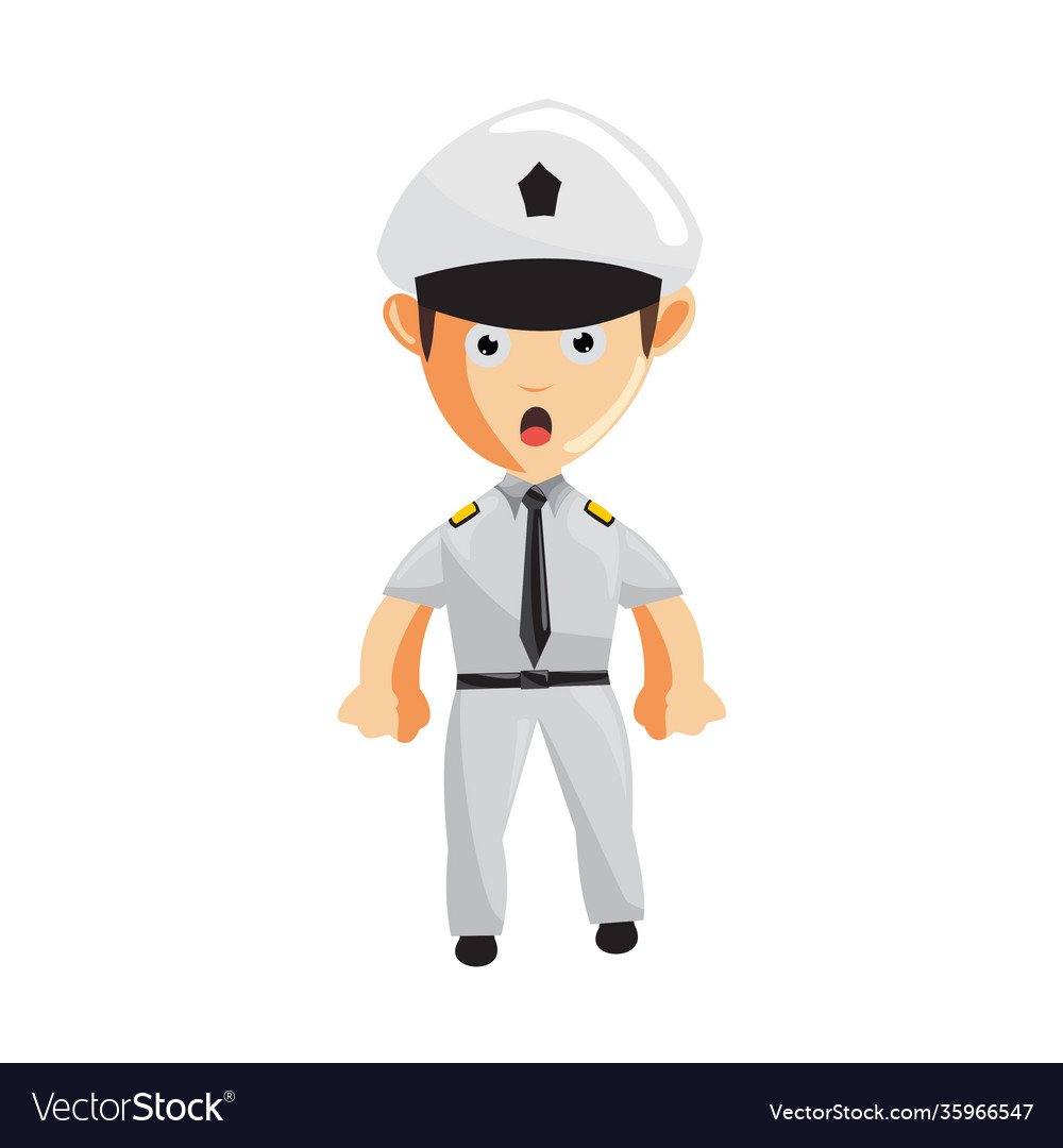 Airplane pilot standing confused cartoon