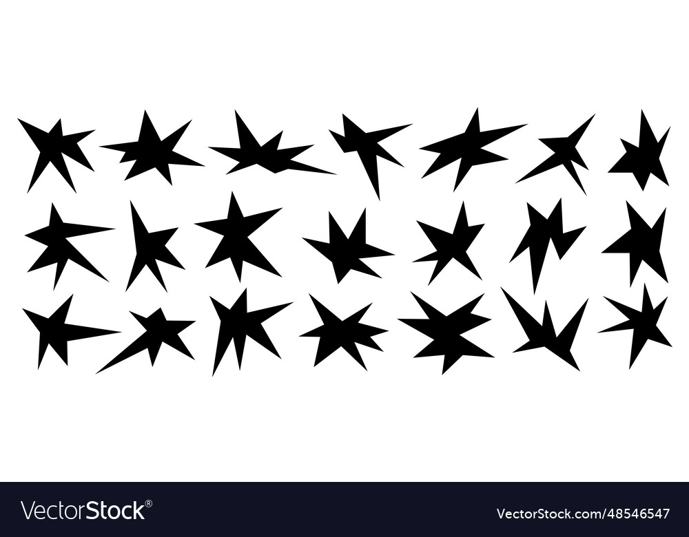Black sharp irregular shapes set abstract vector image Black sharp irregular shapes set abstract