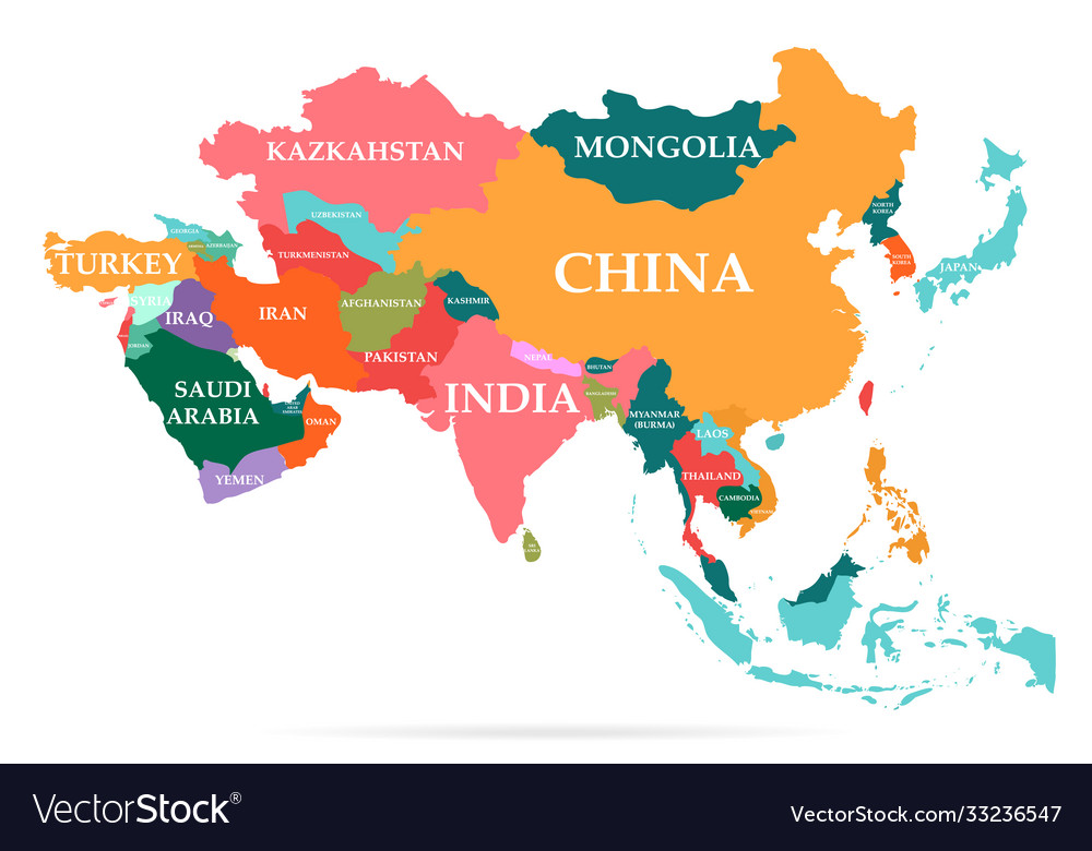 Asia Map Color 7675