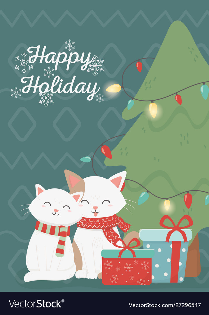 Cute cats celebration happy christmas card