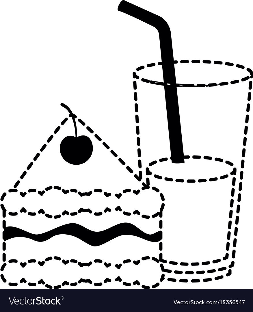 Delicious cake portion with beverage