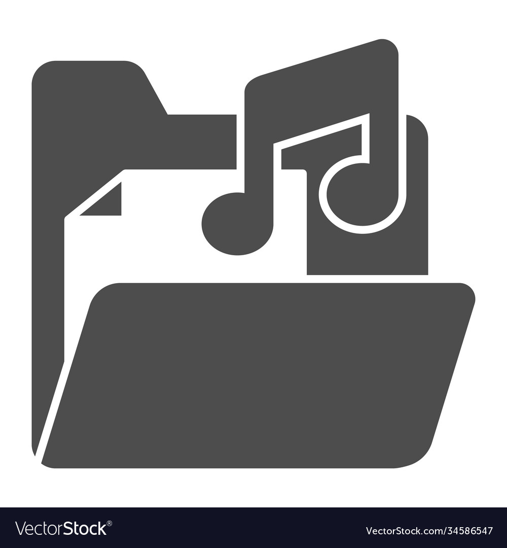 Folder with audio files solid icon sound design Vector Image Folder with audio files solid icon sound design