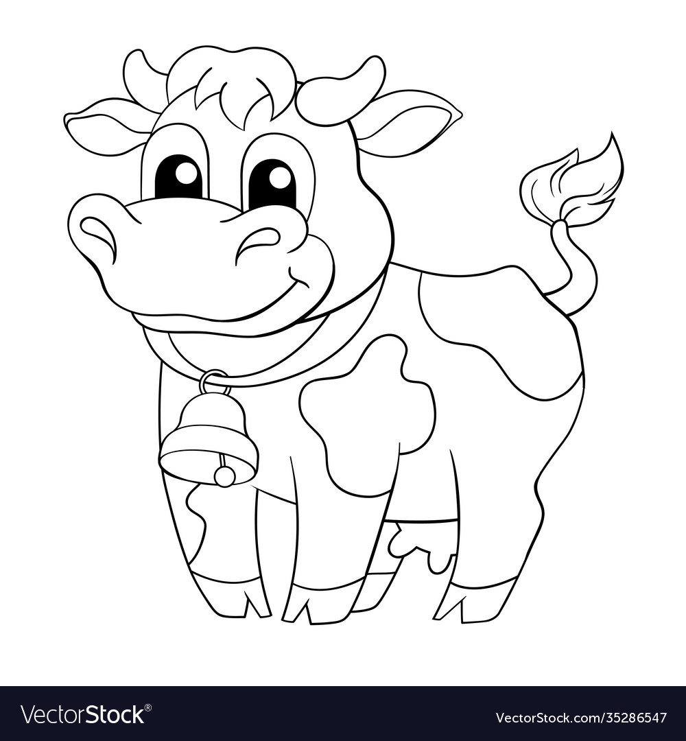 cartoon cow black and white