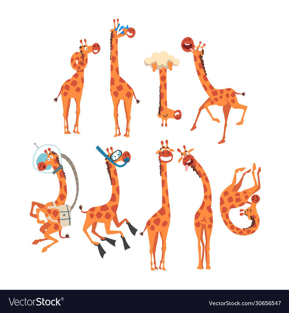 Funny giraffe collection crazy african animal Vector Image Funny giraffe collection crazy african animal Vector Image