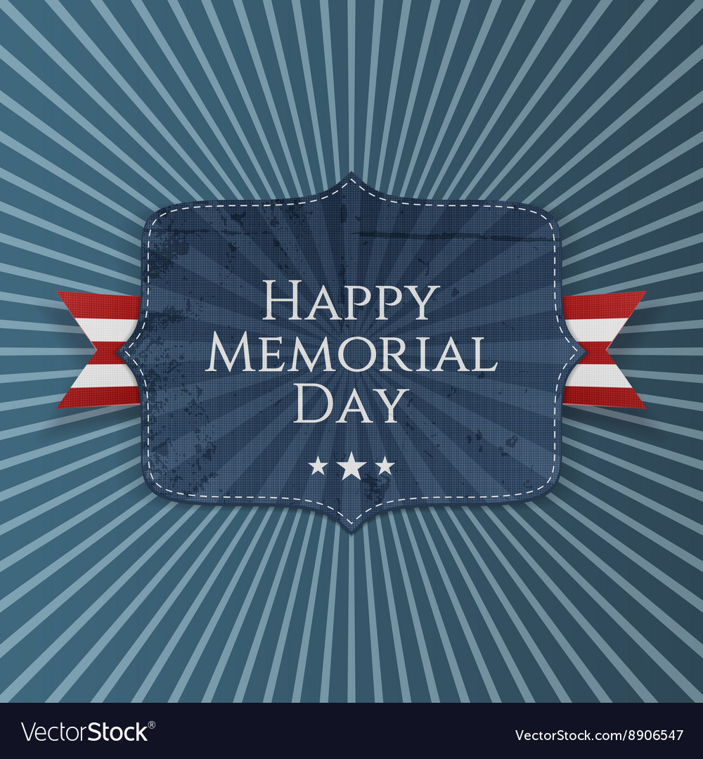 Happy memorial day greeting sign with ribbon