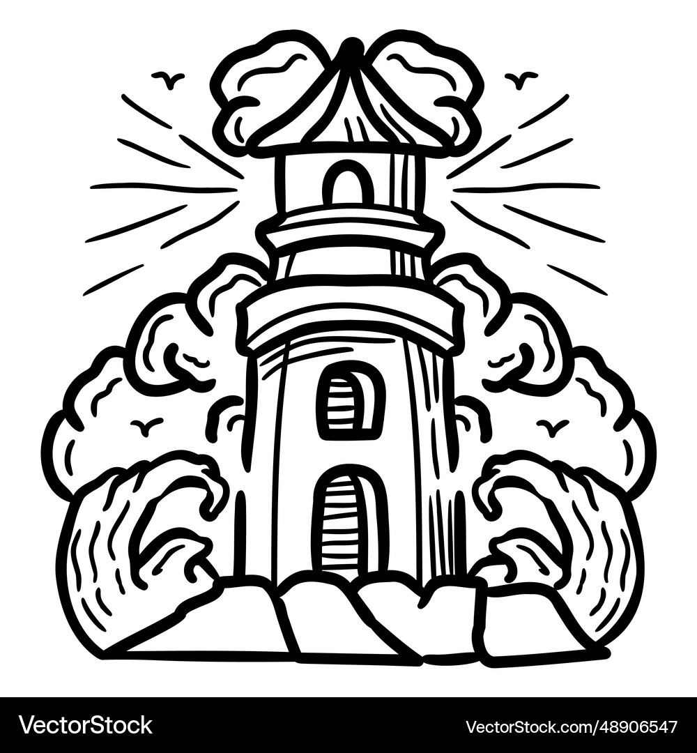 Lighthouse hand-drawn design Royalty Free Vector Image