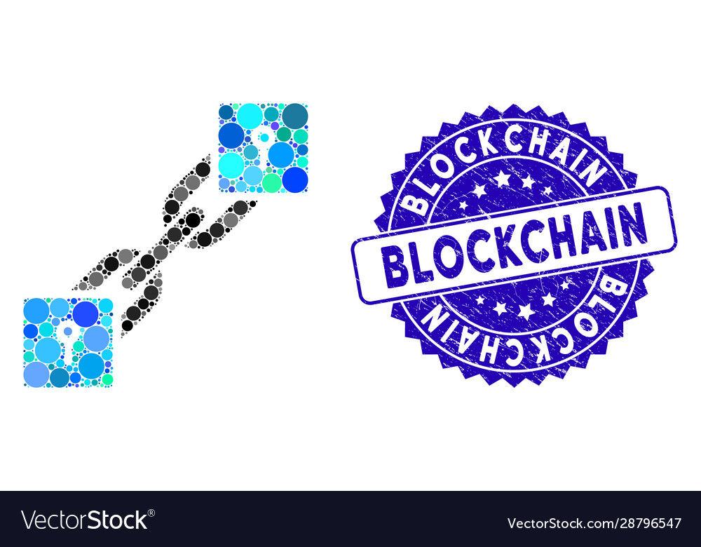 Mosaic locker blockchain icon with scratched vector image Mosaic locker blockchain icon with scratched