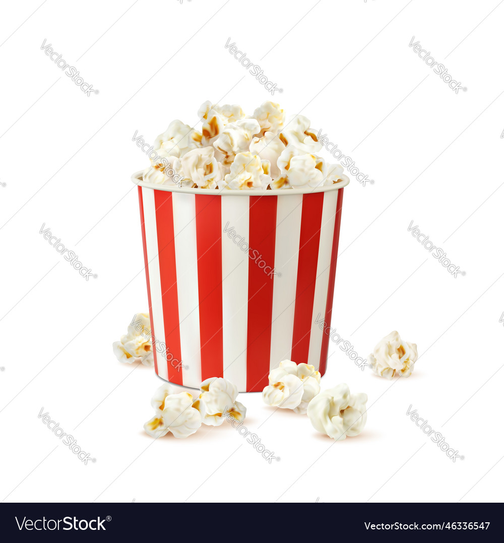 Popcorn bucket realistic pop corn container Vector Image