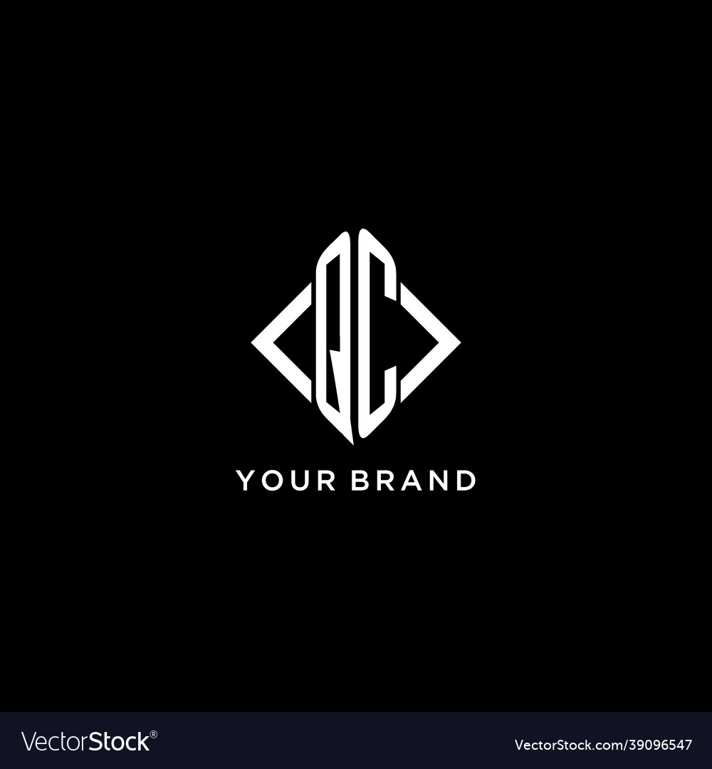 Qc initial monogram with rhombus shape logo design Vector Image Qc initial monogram with rhombus shape logo design