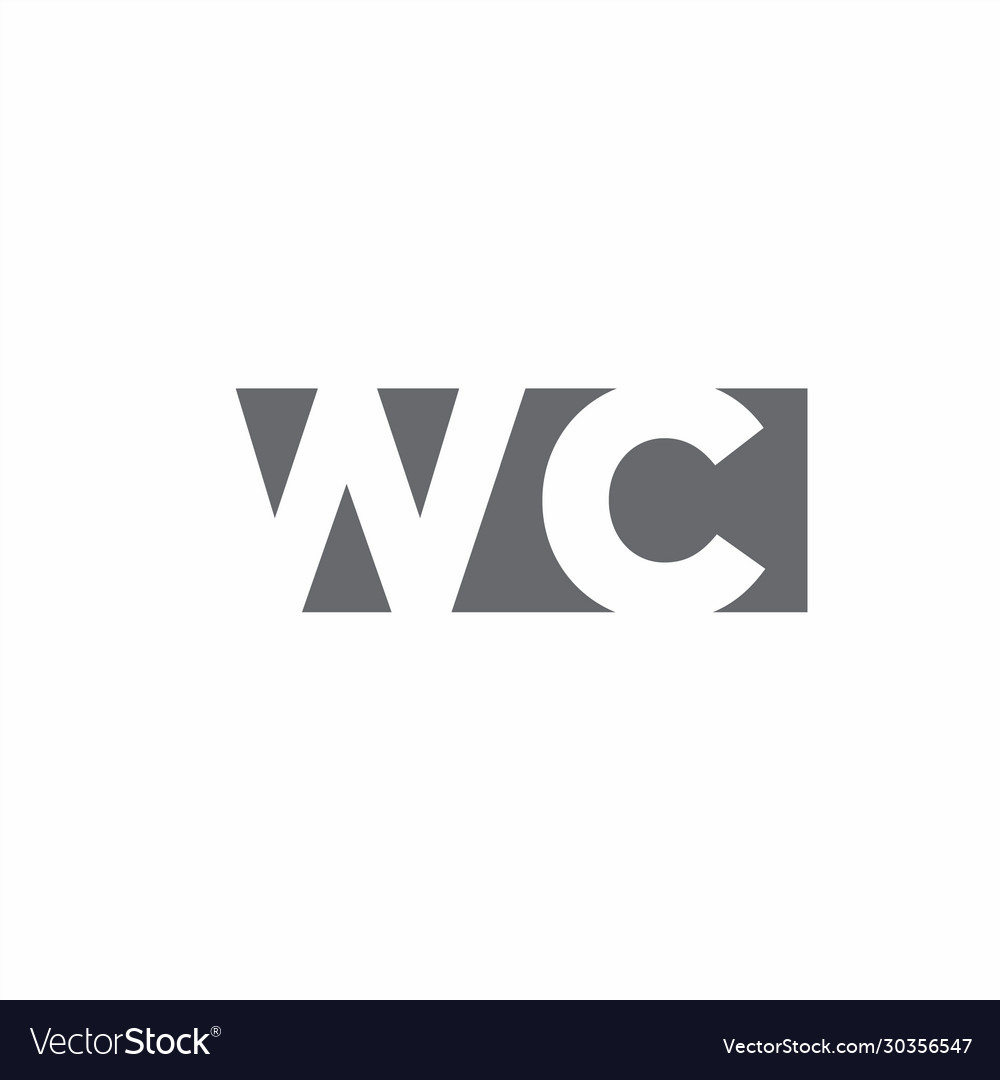 Wc logo monogram with negative space style design vector image Wc logo monogram with negative space style design