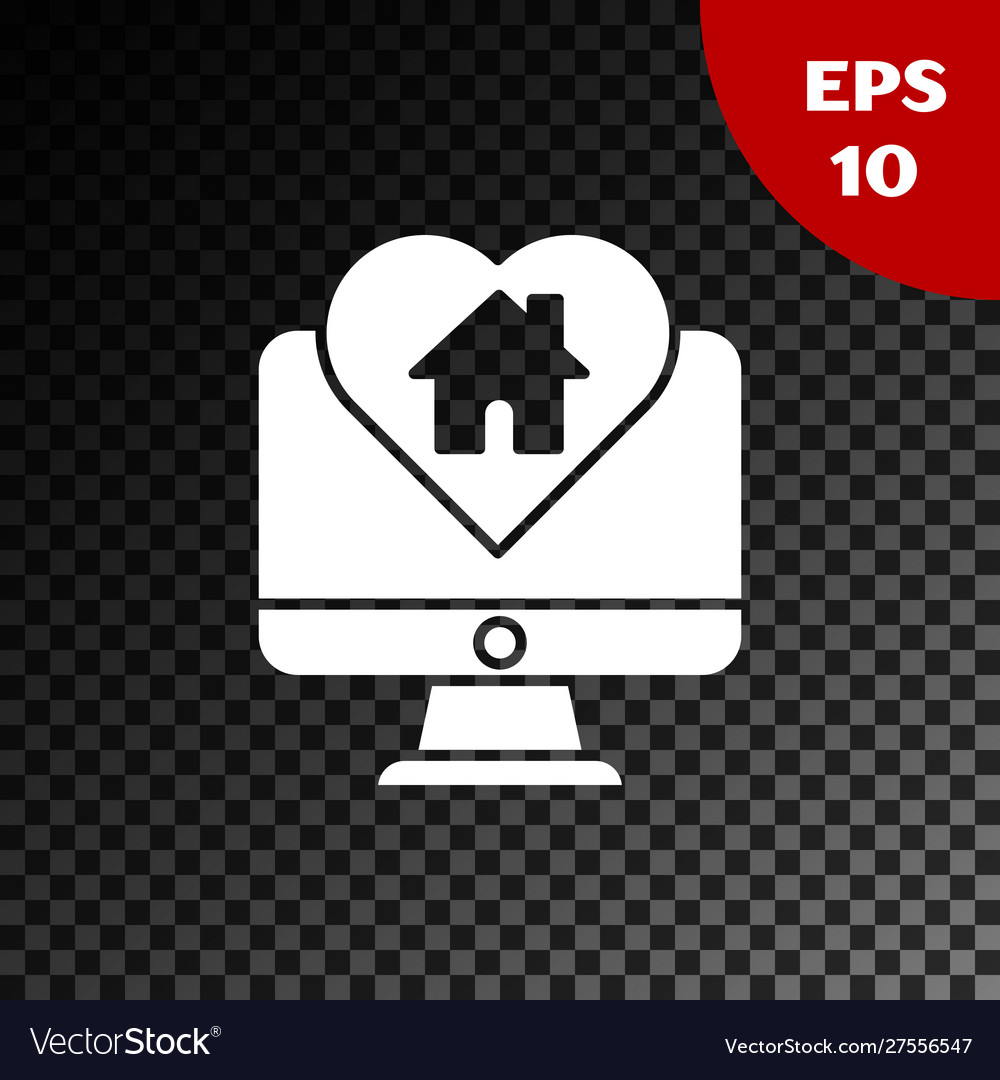 White computer monitor with house in heart shape vector image White computer monitor with house in heart shape