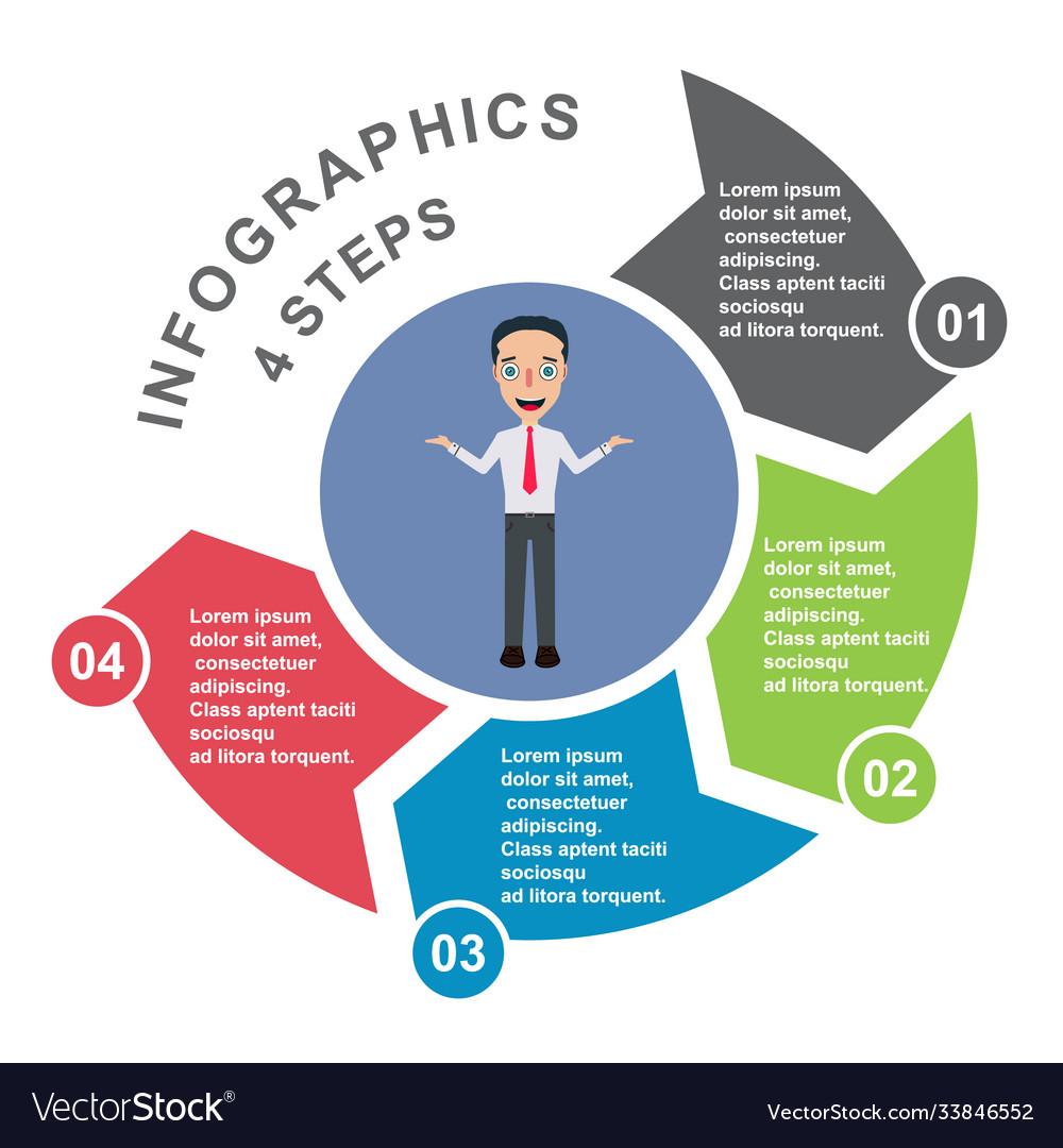 4 step element in four colors with labels vector image 4 step element in four colors with labels