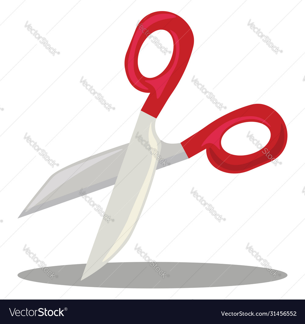 Big scissors on white background